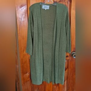 PINK MARTINI* "like a sweater" sweater. Sage Green lightweight knit open front